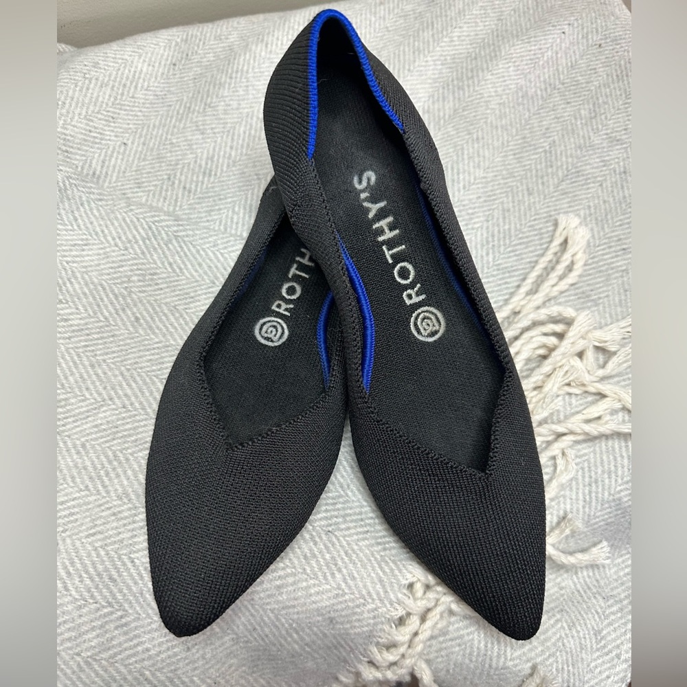 Rothy’s The Pointe Ballet Flat Shoes Black Size 7.5 Women’s